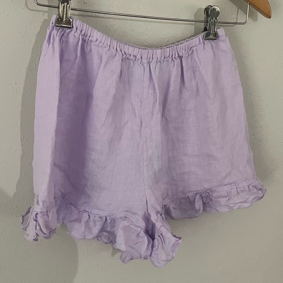 Sleeper 100% Linen Purple Ruffle Shorts Size Small - Picture 6 of 8